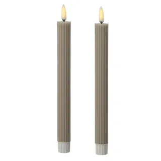 MARELIDA LED-Kerze LED Stabkerzen gerillt Tafelkerzen Dinner Spitzkerzen 25cm grau 2St. (2-tlg) grau