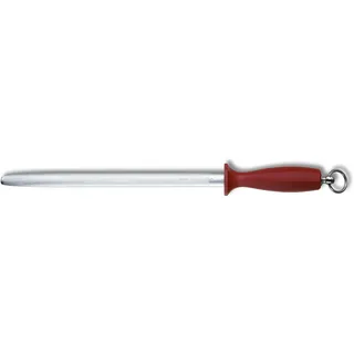Victorinox Metzgerstahl, Ovaler Wetzstahl zum Schärfen von Küchenmessern, Mikrofeinzug, Ergonomischer Griff mit Aufhängeöse, Rot
