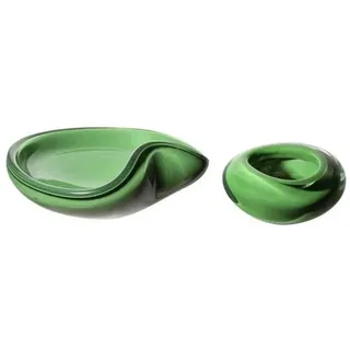 Quality Elegance Deko-Glas 2er Set Grüne Fancy Glas Schale – Dekorative Murano Glas Ornament