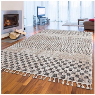 Teppich Hochflorteppich im skandinavischen Stil creme braun, Teppich-Traum, rechteckig, Höhe: 30 mm grau 140 cm x 200 cm x 30 mm