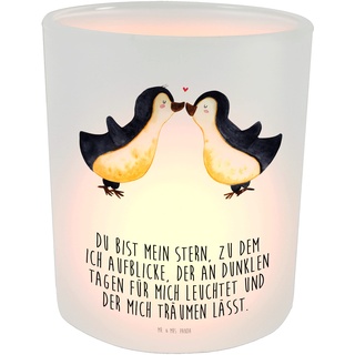 Mr. & Mrs. Panda Windlicht Pinguin Liebe - Geschenk, Kerzenlicht, Pinguinpaar, Teelichthalter, Teelichtglas, Kerzenglas, Windlicht Kerze, Partner,