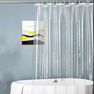Houkary Duschvorhang 180x200, Duschvorhang Transparent Antischimmel mit 3 Stärkere Magnete Unten, Wasserdicht Duschvorhänge Transparent mit 12 Haken, Badvorhang für Badezimmer