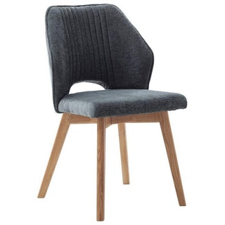 Livetastic Stuhl Boucle, Anthrazit, Holz, Textil, Esche, massiv, 48x92x60 cm, Esszimmer, Stühle, Esszimmerstühle, Vierfußstühle