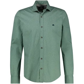 Langarmhemd LERROS "LERROS Modisches Hemd mit Haifischkragen, gemustert", Herren, Gr. 4XL, extraweit, grün (sage grün), 97% Baumwolle, 3% Elasthan, Langarm, Hemden