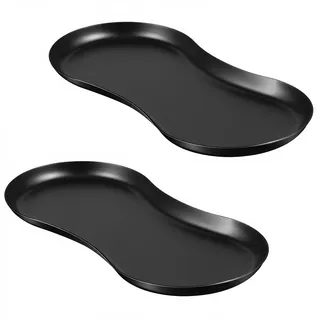 Classicseali 2 Stück Deko Tablett Klein, Dekotablett Schwarz, 18×8.5 cm