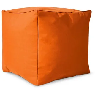 Green Bean Sitzsack Sitzsack-Hocker Pouf Cube 40x40x40cm (Hocker 40x40x40cm mit EPS-Perlen Füllung, Fußhocker Fußkissen Sitz-Pouf für Sitzsäcke), Bodenkissen für Kinder und Erwachsene - Sitzkissen Sitzhocker orange