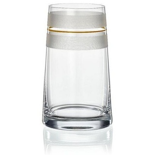 Crystalex Tischvase Vase Dekovase Kristallvase Stripes rot, gelb, blau oder grün 180 mm (1 St., 1 Vase), Kristallglas, handbemalt gelb|weiß