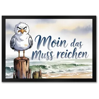 speecheese Fußmatte Möwe Aquarell Moin Spruch Fußmatte in 35x50 cm für Nordseefans 35 cm