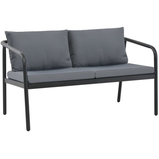vidaXL Loungesofa 2-Sitzer-Gartenbank mit Auflagen Grau Aluminium grau