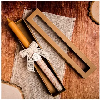Festivalartikel Rustic-Kerze Boho Taufkerze personalisiert mit Box & Tropfschutz SC-17B (1-tlg)