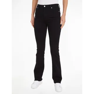 Bootcut-Jeans TOMMY HILFIGER Gr. 30, Länge 30, schwarz (black) Damen Jeans Bootcut mit Bügelfalten