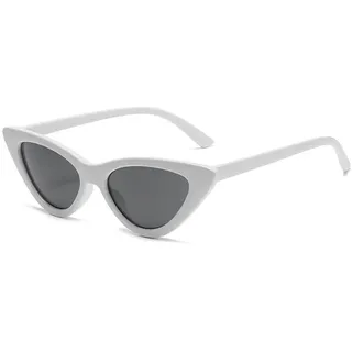 YooThink Cat-Eye-Sonnenbrille für Damen, Vintage-Stil, Kunststoffrahmen, Weiß, Small - S