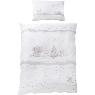 roba Kinderbettwäsche 100 x 135 cm Sternenzauber - Bettwäsche Set für Mädchen & Jungen - Decken & Kissenbezug aus Baumwolle für Babys & Kinder - Stern Motiv - Weiß