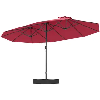 FANTASK Doppelsonnenschirm, 443 x 263 cm, Sonnenschirm Rechteckig mit Ständer & Kurbel, UPF 50+, Groß Gartenschirm XXL, Marktschirm, Terrassenschirm für Garten, Terrasse & Pool (Rot)