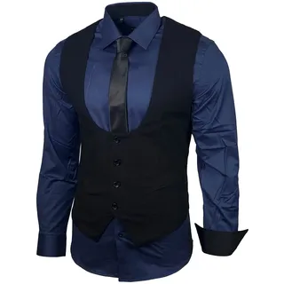 Herren Hemd Weste Krawatte Set Business Anzugweste Westen Slim Fit Smoking Frack Business Herrenanzug-Set Sakko B-101 - S