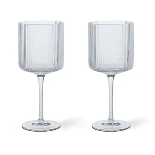 Ferm Living - Ripple Rotweinglas (2er-Set), clear