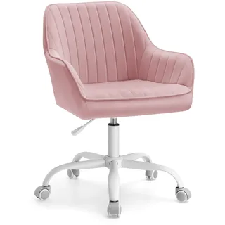 Songmics Bürostuhl Samtbezug Pastellrosa
