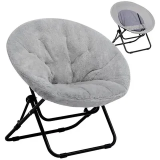 LuxusKollektion Loungesessel Klappsessel klappbar Ohrensessel Loungesessel Plüsch Grau grau
