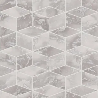 Bricoflor Mosaik Tapete in Marmoroptik Geometrische Vliestapete Elegant für Schlafzimmer und Küche Vlies Mustertapete in Silber Grau mit Marmor Design