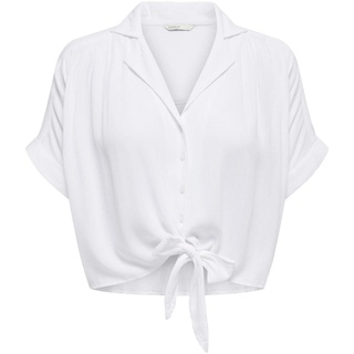 ONLY Damen Onlpaula Life S/S Tie Shirt Wvn Noos, Weiß, XL