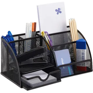 Relaxdays Schreibtischorganizer Metall Schwarz 6 St.
