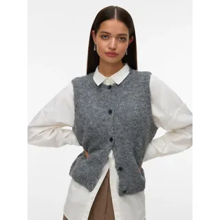 Vero Moda VMNOVAH SL O-NECK BUTTON VEST NOOS Dunkelgrau Melange S