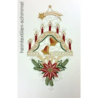 PLAUENER STICKEREI Fensterbild WEIHNACHTEN Winter SCHWIBBOGEN Dekoration KERZEN