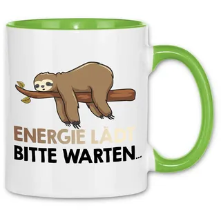 wowshirt Tasse Energie Lädt Bitte Warten Faultier Arbeit Job Büro-Humor Chef, Farbe:White - Light Green