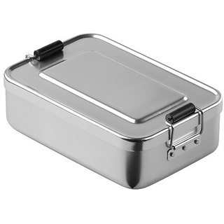 elasto Brotbox Brotbüchse Lunchbox „Aluminium“ Vesperdose Pausenbox BPA-Frei Vorratsdose Brotdose aus Metall 18 x 12 x 5cm (Silber)