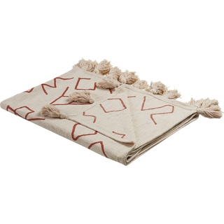 Beliani, Decke, Decke Baumwolle beige / rot 130 x 180 cm geometrisches Muster BHIWANI (130 x 180 cm)