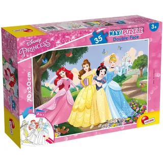 Lisciani - Disney Princess Supermaxi Lernspiel - Puzzle ab 3 Jahren - Double Face 2 in 1 mit Malrückseite - 35 Teile - Format 70 x 50 cm - Märchenspaß für kleine Prinzessinnen und Mädchen