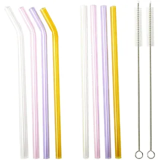 La Vague Wiederverwendbares Glastrinkhalm-Set 4 St. Bunt