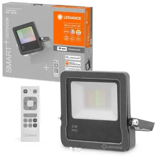LEDVANCE led Smart+ Fluter Strahler Dunkelgrau IP65 20W 1600lm rgb warmweiß 3000K Dimmbar App Google Alexa WiFi - Fernbedienung,
