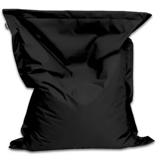 BuBiBag Sitzsack 145x100 cm mit Füllung – Handgefertigt – Bean Bag Indoor & Outdoor – Liegekissen Bodenkissen Erwachsene – wasserabweisend bequem – Schwarz