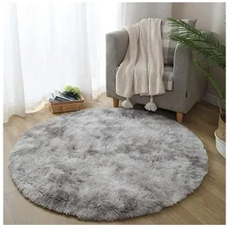 LuxusKollektion Langflor-Teppich Teppich Antirutsch Flauschig Schlafzimmer Weiß Grau 140 cm (Rund) bunt