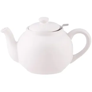 PLINT Eleganter Keramik-Teekanne Mit Edelstahlsieb - 1500ml Fassungsvermögen für 6-8 Tassen, Ideal für Blühenden Tee - Weiß