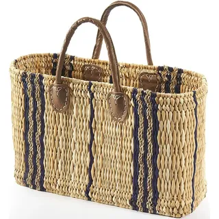Kobolo Seegrastasche Shopper Naturbelassen Blau/Braun