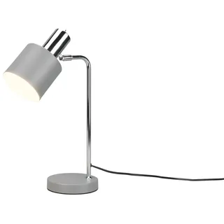 Reality Leuchten LED Nachttischlampe, LED wechselbar, warmweiß, dimmbar, große Leselampe Bett mit Metall Lampenschirm Grau, Höhe 43cm grau