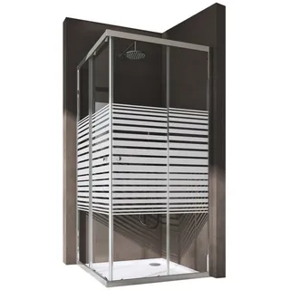doporro Eckdusche mit Schiebetür 90 x 190 cm transparent ESG-Glas Duschwanne