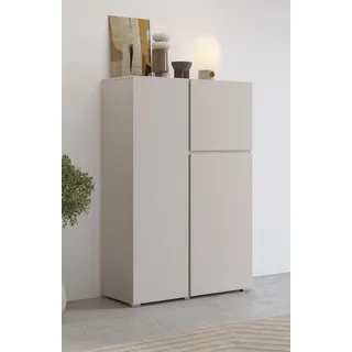 OTTO home Highboard Metric,Breite 92cm, moderne grifflose Hochkommode 3 Türen,Highboard, Hochschrank mit viel Stauraum, Einlegeböden verstellbar, Türkommode braun