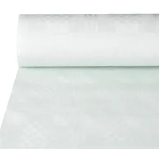 DeinPack 1 x Tischdeckenrolle 1m x 50m weiß  Damast Tischtuch Rolle  Einweg Tischdecke 50 Meter lang 1 Meter breit