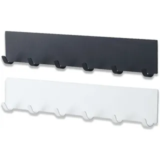 EUDUQ 2 Stück Schlüsselbrett mit 6 Haken,Metall Schlüsselhalter Wand,Schlüsselboard ohne bohren,Selbstklebendes Schlüsselhaken Für Schlüsselaufbewahrung Hängen Küchenbesteck Schwarz/Weiß