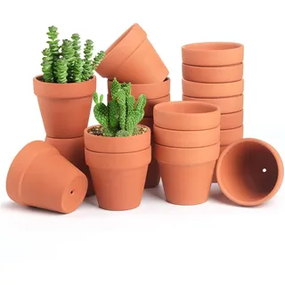 YALiya 20 Stück Terrakotta Topf Mini, Tonpflanztöpfe 3,5 x 3 cm | Blumentöpfe zum Bemalen, Runder Anzuchttöpfe, Mit Abflussloch, für Draußen und Drinnen, für Mama Geschenk Geburtstag