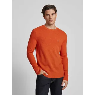 Wollpullover mit Logo-Stitching, Orange, XXL