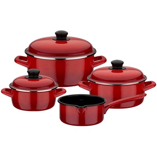 GSW 190114 Kochtopf-Set Red Shadow 7-tlg, Stahl-Emaille