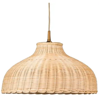 Helios Leuchten Pendelleuchte Rattan, Korblampe, Rattanlampe skandinavischer Stil, Boho Hängelampe, für Esstisch Küche Wohnzimmer, handgefertigtes Produkt beige