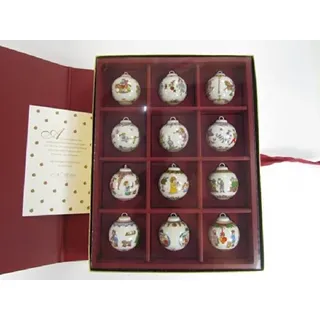 Hutschenreuther Setzkasten mit Miniatur Weihnachtskugeln = 12 Stck. (1986-1997)