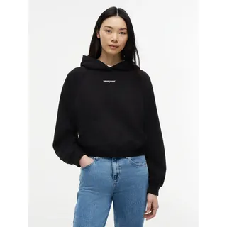 Kapuzensweatshirt TOMMY JEANS "TJW SCRIPT RAGLAN HOODIE", Damen, Gr. XL (46), schwarz, Sweatware, Obermaterial: 72% Baumwolle, 28% Polyester, unifarben, normal, Rundhals, Sweatshirts, Baumwollmischung, Kängurutasche