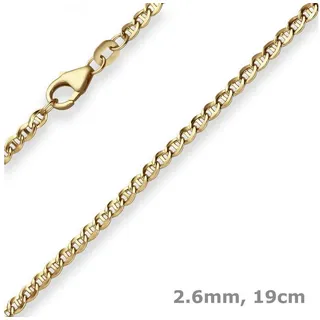 Schmuck Krone Goldarmband 2,6mm Armband Panzerstegkette hohl aus 585 Gelbgold 19cm, Gold 585 goldfarben