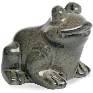 finehomegarden Gartenfigur Frosch grau-grün Steingut glasiert Figur 16x15cm H13cm Skulptur, (1 St), Gartendeko Garten Tierfigur Gartenfigur / Paket grau|grün
